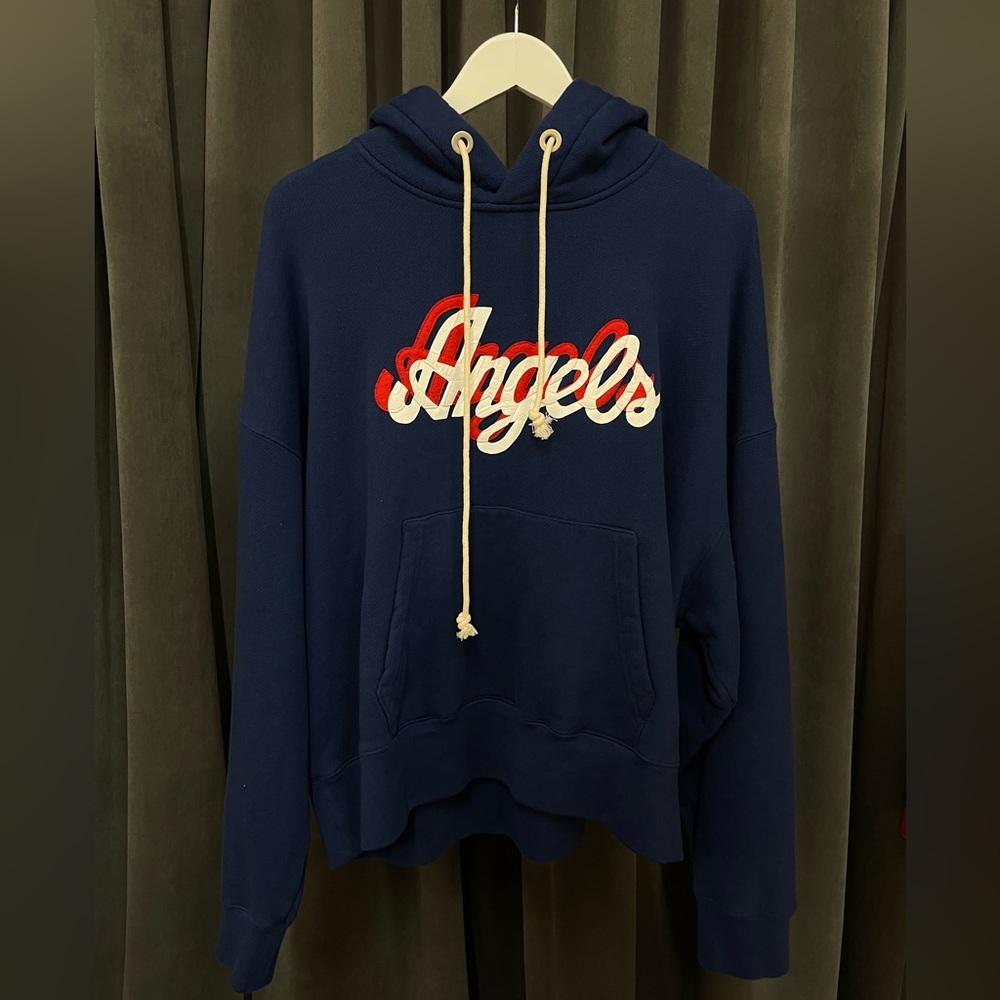 Palm Angels Blue Cotton Hoodie